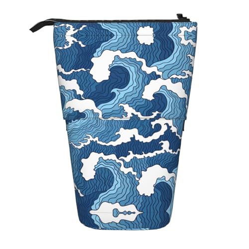 Stormy Sea Vertikales einziehbares Federmäppchen, Schreibwaren-Box, Erwachsene, Büro, Organizer-Box von OUSXC