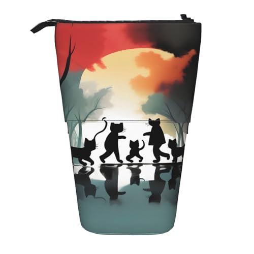 Süßes Happy Kitten Vertikales einziehbares Federmäppchen Schreibwarenbox für Erwachsene Büro Organizer Box von OUSXC