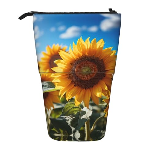 Sunflowers 2 vertikale einziehbare Federmäppchen Schreibwarenbox Erwachsene Büro Organizer Box von OUSXC