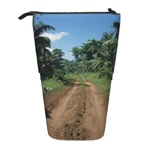 Tropischer Regenwald, vertikales einziehbares Federmäppchen, Schreibwaren-Box, Erwachsenen-Büro-Organizer-Box von OUSXC