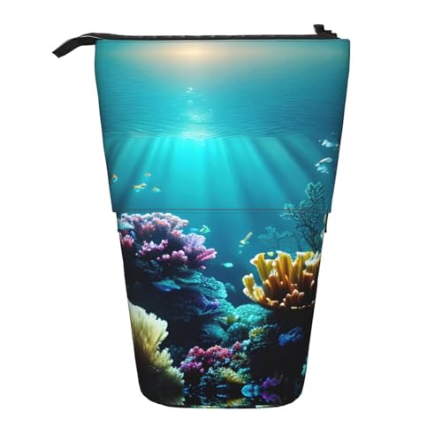 Unterwasserlandschaft Vertikales einziehbares Federmäppchen Schreibwarenbox Erwachsene Büro Organizer Box von OUSXC
