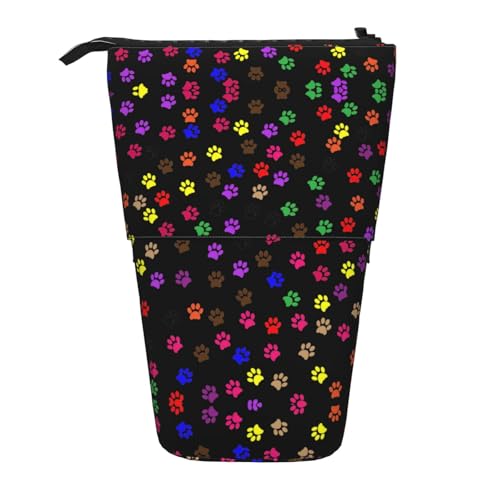 Vertikales Federmäppchen mit Pfotenabdruckmotiv, Schreibwaren-Box, für Erwachsene, Büro, Organizer-Box von OUSXC