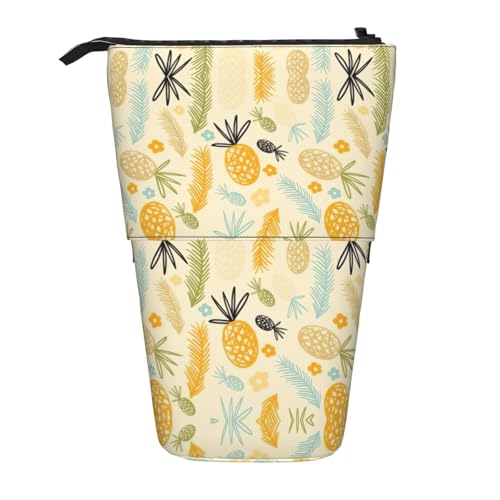 Vertikales einziehbares Federmäppchen mit Ananas-Muster, Schreibwaren-Box, Erwachsenen-Büro-Organizer-Box von OUSXC