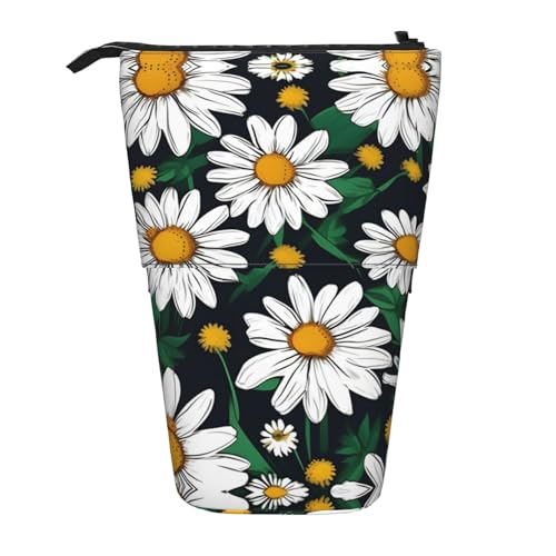 Vertikales einziehbares Federmäppchen mit Blumenmuster und Gänseblümchen, Schreibwaren-Box, für Erwachsene, Büro von OUSXC