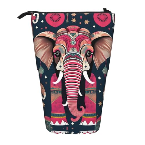 Vertikales einziehbares Federmäppchen mit Bohemian-Elefanten-Muster, Schreibwaren-Box, für Erwachsene, Büro, Organizer-Box von OUSXC