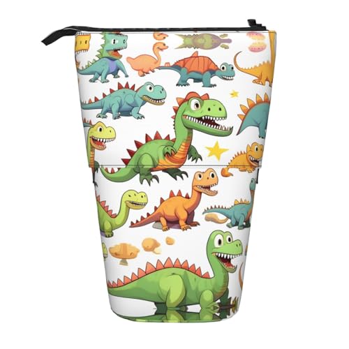 Vertikales einziehbares Federmäppchen mit Cartoon-Dinosaurier-Bildern, Schreibwaren-Box, Erwachsenen-Büro-Organizer-Box von OUSXC