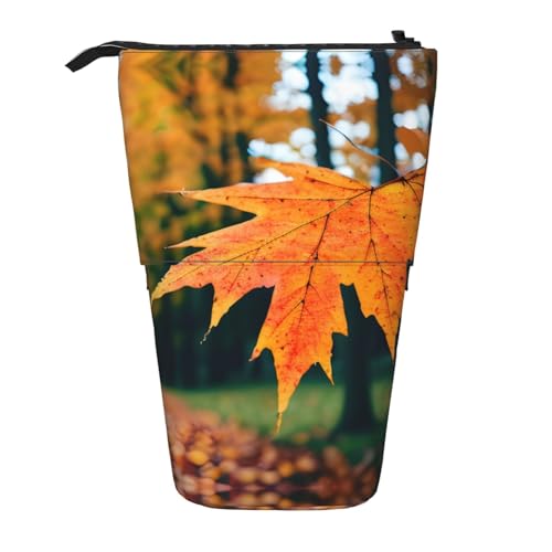 Vertikales einziehbares Federmäppchen mit Herbstmuster, Schreibwaren-Box, Erwachsenen-Büro-Organizer-Box von OUSXC