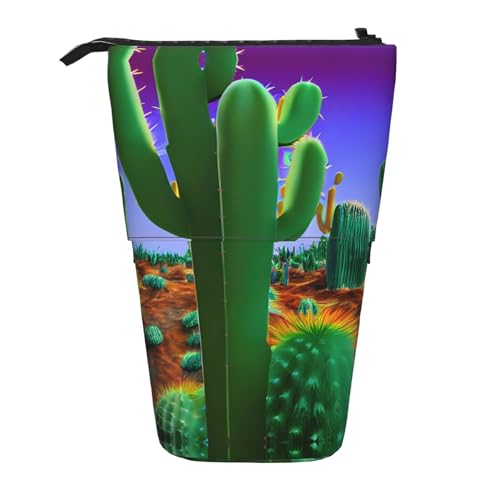 Vertikales einziehbares Federmäppchen mit Kaktus-Wüste, Schreibwaren-Box, für Erwachsene, Büro, Organizer-Box von OUSXC