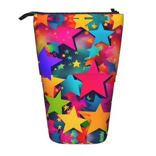 Vertikales einziehbares Federmäppchen mit Regenbogen-Sternen, Schreibwaren-Box, für Erwachsene, Büro von OUSXC