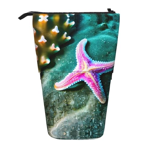 Vertikales einziehbares Federmäppchen mit Seestern, Schreibwaren-Box, für Erwachsene, Büro, Organizer-Box von OUSXC