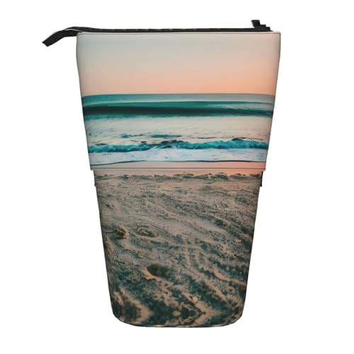Vertikales einziehbares Federmäppchen mit Strand-Sonnenuntergang-Motiv, Schreibwaren-Box, für Erwachsene, Büro, Organizer-Box von OUSXC