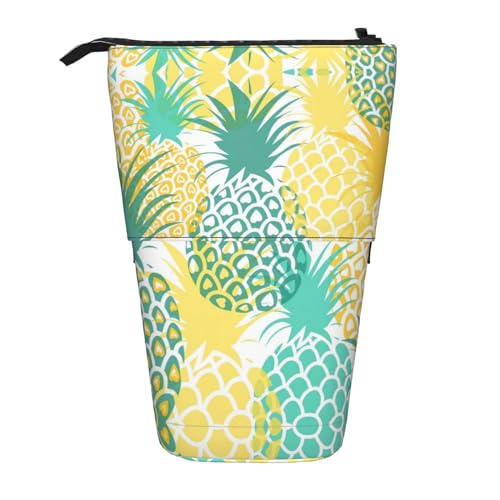 Vertikales einziehbares Federmäppchen mit tropischer Ananas-Motiv, Schreibwaren-Box, für Erwachsene, Büro von OUSXC
