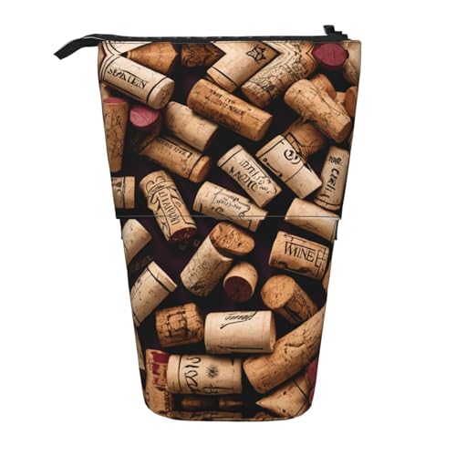 Wine Cork01 Vertikales einziehbares Federmäppchen, Schreibwaren-Box, Erwachsene, Büro, Organizer-Box von OUSXC