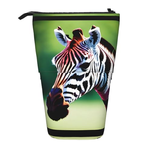 Zebra und Giraffe Vertikales einziehbares Federmäppchen Schreibwarenbox für Erwachsene Büro Organizer Box von OUSXC