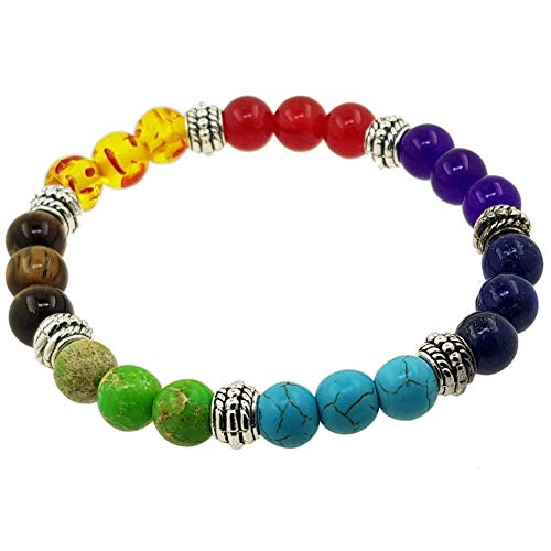 OUTLETISSIMO® Armband Reiki Balance 7 Chakra mit 21 Natursteinen Herren Damen ET05, Harz Stein von OUTLETISSIMO