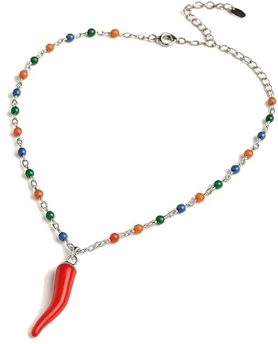 OUTLETISSIMO® Glücksbringer-Halskette mit mehrfarbigen Kugelkette – Amulett gegen den bösen Blick für Damen und Herren – Schmuck aus Edelstahl ET254 von OUTLETISSIMO