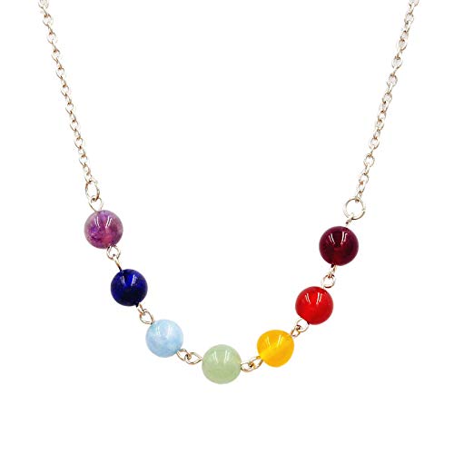 OUTLETISSIMO® Halskette 7 Chakra Reiki Balancing 7 Natursteine Kristall Therapie Damen ET24, Zamak von OUTLETISSIMO