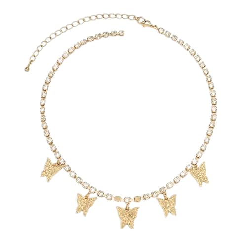 OUTLETISSIMO® Halskette für Damen, glänzend, mit Strasssteinen, mit Anhänger Schmetterlinge ET123 von OUTLETISSIMO