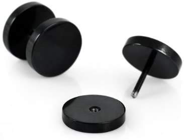 OUTLETISSIMO® Paar OHRRINGE OHRSTAHL TITAN PIERCING HERREN DAMEN FAKE PLUG COL 8m SCHWARZ, Edelstahl von OUTLETISSIMO