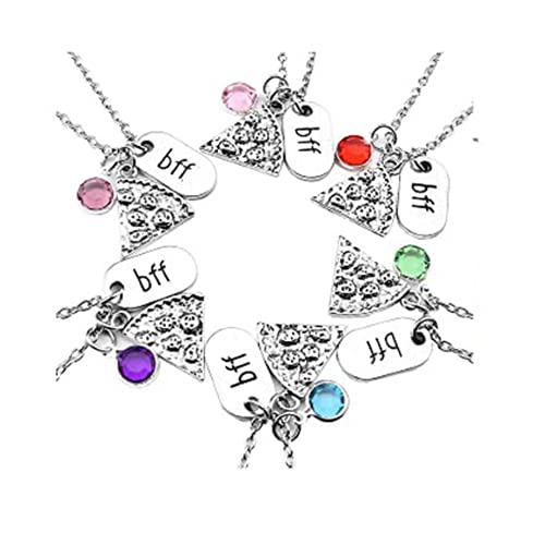 OUTLETISSIMO® Set mit 6 Halsketten Anhängern aus Kristall, 6 Stück, BFF Best Friend Friends, Kristall, Metalllegierung, Unisex, Frauen, Modernes Design, Halskette von OUTLETISSIMO