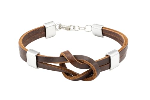 OUTLETISSIMO Herren-Armband aus braunem Leder mit Knoten in der Mitte und Metallverschluss – lässiger eleganter Stil ET15 von OUTLETISSIMO