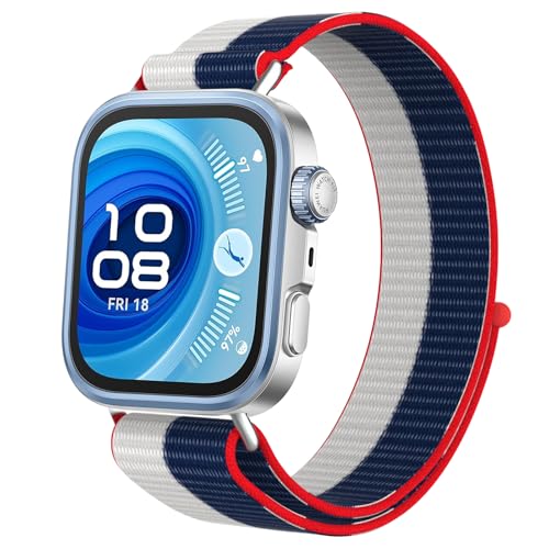 Armband mit Metall Adapter für HUAWEI Watch FIT 4/Fit4 Pro/Fit 3 Armbänder Nylon Geflecht Sport für HUAWEI Fit3/Fit4 für Herren Damen von OUTPUTBT