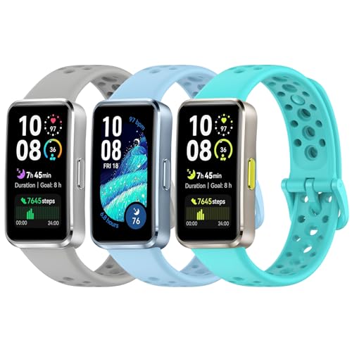 OUTPUTBT 3-Stück Weiches Silikon Armbänder Kompatible mit Huawei Band 10/9/8 Armband Sport Ersatzarmband für Damen Herren von OUTPUTBT