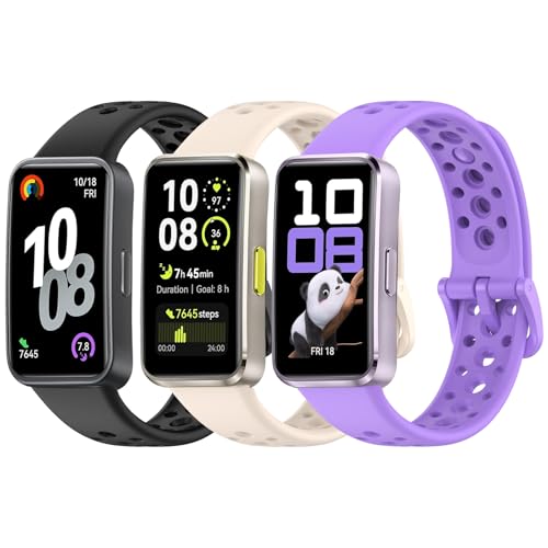 OUTPUTBT 3-Stück Weiches Silikon Armbänder Kompatible mit Huawei Band 10/9/8 Armband Sport Ersatzarmband für Damen Herren von OUTPUTBT