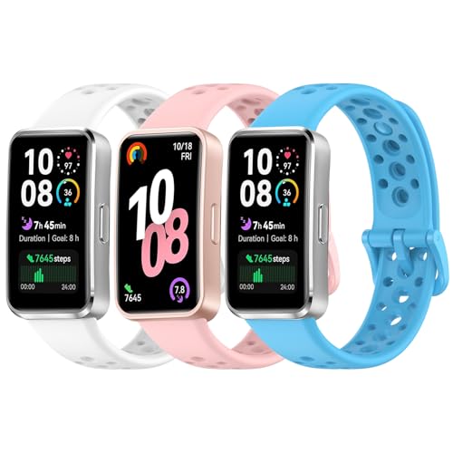 OUTPUTBT 3-Stück Weiches Silikon Armbänder Kompatible mit Huawei Band 10/9/8 Armband Sport Ersatzarmband für Damen Herren von OUTPUTBT