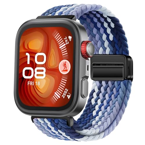 OUTPUTBT Geflecht Magnetisch Armbänder für HUAWEI WATCH FIT 4/Fit4 Pro/Fit 3 Armband Elastisch Nylon Baumwolle Sport Ersatzarmband für Huawei Fit4/Fit3 für Damen Herren von OUTPUTBT