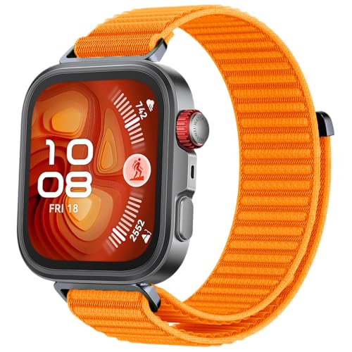 OUTPUTBT Nylon Armband mit für Huawei Watch Fit4 Pro/FIT 4/Fit 3 Armbänder Sport für Huawei Fit3/Fit4 Ersatzarmband für Herren Damen Orange von OUTPUTBT