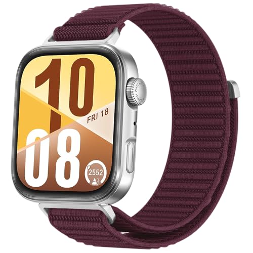 OUTPUTBT Nylon Armband mit für Huawei Watch Fit4 Pro/FIT 4/Fit 3 Armbänder Sport für Huawei Fit3/Fit4 Ersatzarmband für Herren Damen Pflaume von OUTPUTBT