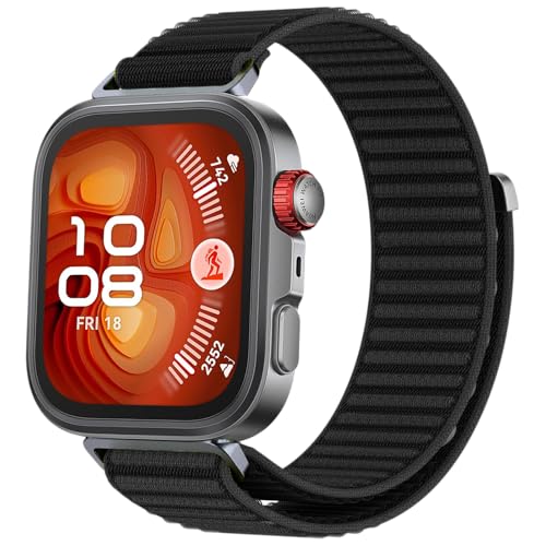 OUTPUTBT Nylon Armband mit für Huawei Watch Fit4 Pro/FIT 4/Fit 3 Armbänder Sport für Huawei Fit3/Fit4 Ersatzarmband für Herren Damen Schwarz von OUTPUTBT