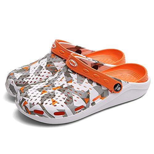 OUTVIE Herren Damen Garten-Clogs Sommer Sandalen Leichte rutschfeste Laufschuhe Sport Schuhe Unisex Erwachsene Clogs für Pool Strand Hof Küche Dusche, Orange - Orange - Größe: 39 EU von OUTVIE