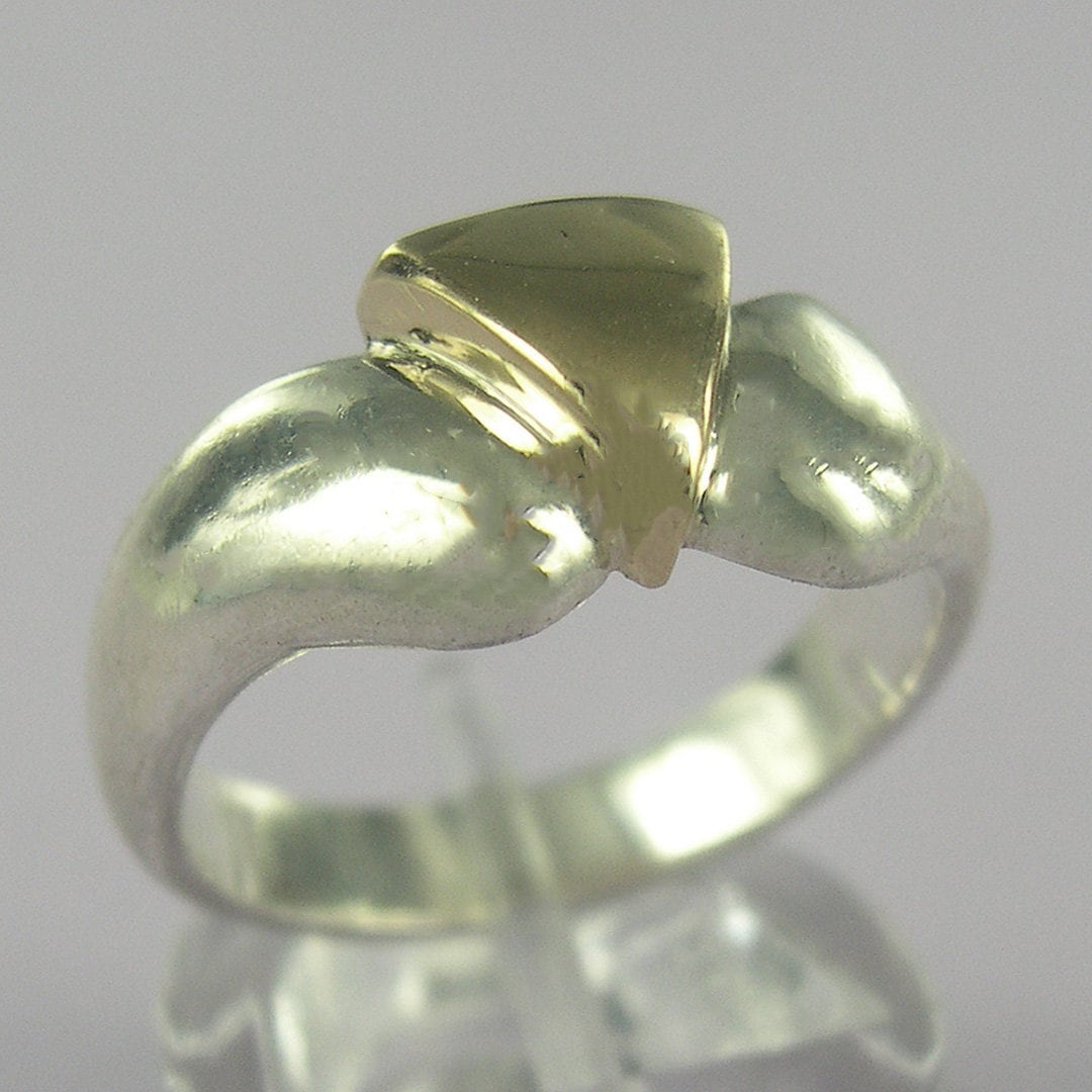 Dreieck Ring-sterling Silber Und 14K Gold Dreieck Ring-sterling Silber Und 14K Gold von OUTmall