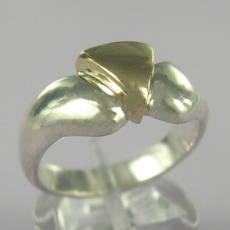 Dreieck Ring-sterling Silber Und 14K Gold Dreieck Ring-sterling Silber Und 14K Gold von OUTmall