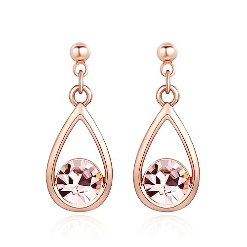 Dangle Ohrringe für Frauen trendy, Ouxi Roségold -Strass -Vintage -Hengst Ohrringe für Girl Mom, 18k Roségold, zierliche Ohrringe für Weihnachten Hochzeit Valentines Muttertag von OUXi