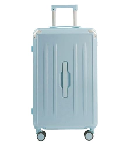 OUYUE Koffer Gepäck Für Damen-Koffer Mit Getränkehalter, USB-Spinnerräder, Hartschalengepäck Mit Schloss Reisekoffer (Color : Blue, Size : 20in) von OUYUE