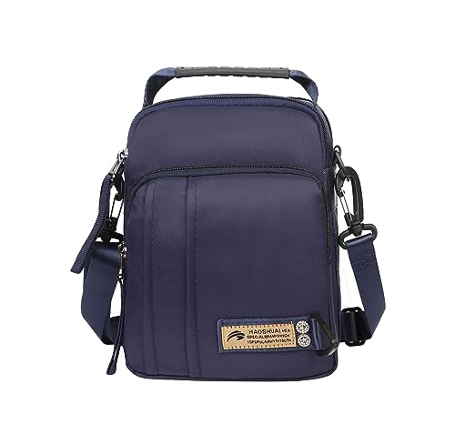 OVAKIA Herren Umhängetasche Kleine, 8 zoll Kuriertaschen mit Zipper für Damen/Herren Schultertasche mit 3 großen Fächern, Herrentasche Nylon (Blau) von OVAKIA