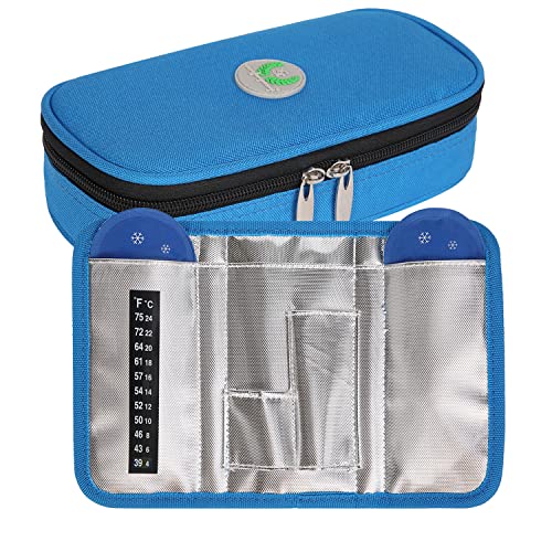 OVAKIA Frio Kühltasche Insulin Pen Tasche für Medikamenten Diabetikertasche mit 2 Kühlakku Organizer (Blau) von OVAKIA