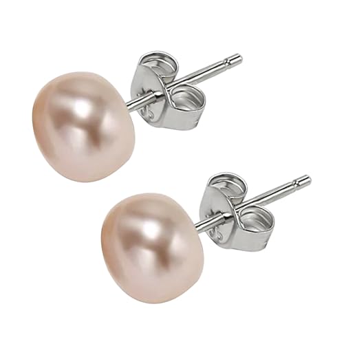 Pearl Earrings Studs,Perlen Ohrringe Damen,Perlenohrstecker,Perlen Ohrstecker Sterling Silber 925 Perlenohrringe Stecker von OVBOVA