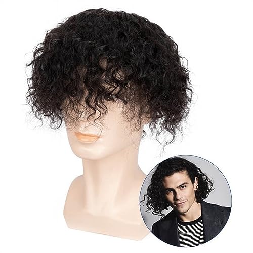 Perücken für Männer 7 Zoll wassergelocktes Männerhaar-Prothesen-Mono-Spitze mit Pu-Haar-Toupet-Systemeinheit for Männer Langlebiges schwarzes Echthaar-Ersatz-Toupet for Männer Toupet (Color : 1B# 7in von OVERALL