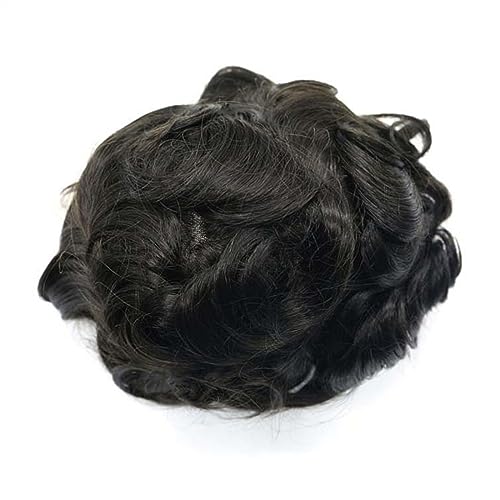 Perücken für Männer Haar-Toupet for Männer, feines Mono, durchsichtiges Poly-Around-Herren-Toupet, Echthaar, handgebunden, leicht, 15,2 cm, 120% Dichte, schwarzes Haar, Herren-Toupet Toupet (Color : von OVERALL