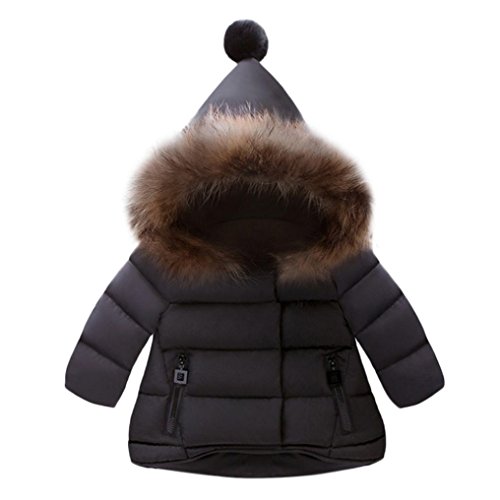 OVERDOSE Baby Jungen Mädchen Baumwolle Daunenjacke Steppjacke daunenmantel Winterjacke Winter Mantel Daunenjacke Dicke Warm Reißverschluss Kapuzenjacke (1-2 Jahre alt, A-Black) von OVERDOSE