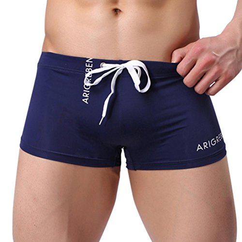 OVERDOSE Herren Shorts Badehose Quick Dry Beach Surfing Running Schwimmhose Schwimmen Badeshorts Sporthose Bademode Strandhosen Strandshorts Boxershorts (A-Navy,M) von OVERDOSE