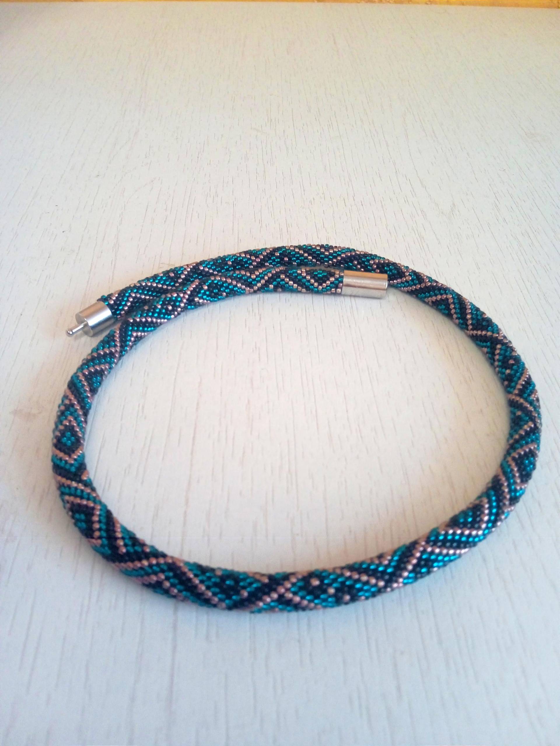 Handgemachte Häkeln Halskette Blau Schwarz Boho Bar Halskette Handgemachte Häkeln Halskette Blau Schwarz Boho Bar Halskette von OVERJEWELRY