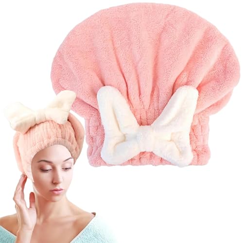 OVERJLDW Neues super saugfähiges Haartuch für nasses Haar, Mikrofaser-Handtuchhaube, weiche saugfähige, schnell trocknende Haube, koreanische Duschhaube mit Schleife, für Mädchen und Frauen OVERJLDW Neues super saugfähiges Haartuch für nasses Haar, Mikrofaser-Handtuchhaube, weiche saugfähige, schnell trocknende Haube, koreanische Duschhaube mit Schleife, für Mädchen und Frauen von OVERJLDW