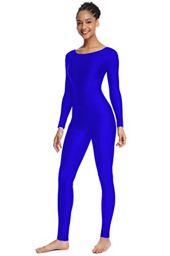 OVIGILY Damen Langarm Einteiler Tanzkostüm Spandex Ganzkörperanzüge - Blau - X-Large von OVIGILY