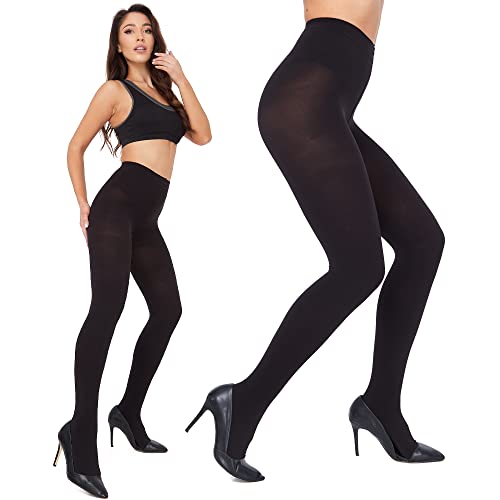 OVISSA Korrektur Strumpfhose 380 Denier Schwarz für Damen Dicke Strumpfhose aus Mikrofaser für Frauen Blickdichte Strumpfwaren aus warmem Thermo-Fleece Anti-Cellulite-Aktion Gestaltung L/XL SE788 von OVISSA