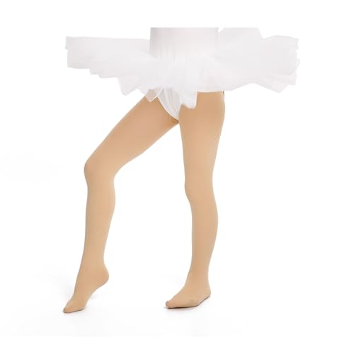 OVISSA Mädchen Ballettstrumpfhose 80 DEN Strapazierfähig & Dehnbar Nude 122-146 cm von OVISSA